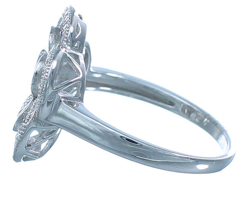 Cubic Zirconia Flower Sterling Silver Ring Size 7-3/4 AX100725